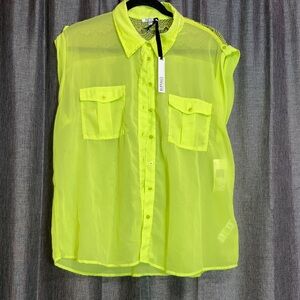 Buffalo David Bitton Neon Yellow Lace Blouse